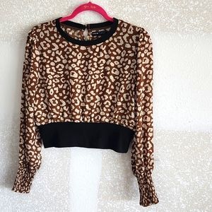 Leopard print long-sleeved Top